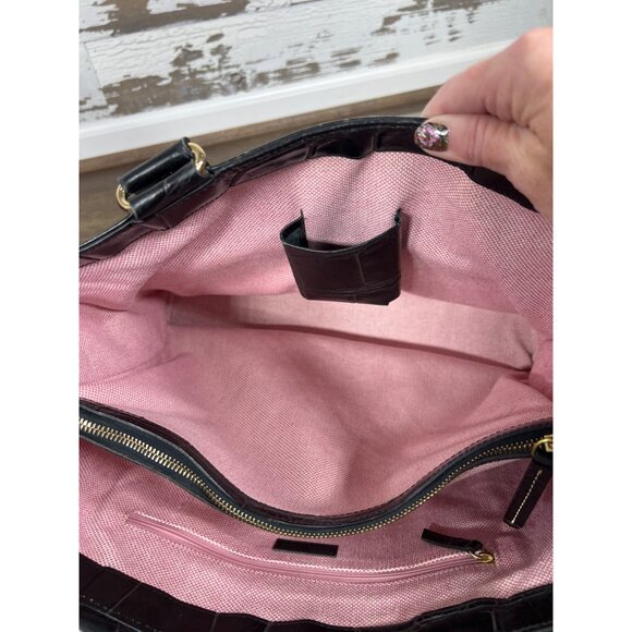 VINTAGE DOONEY & BOURKE Crocodile Embossed Leather Tote Black J6304318 - Picture 12 of 16